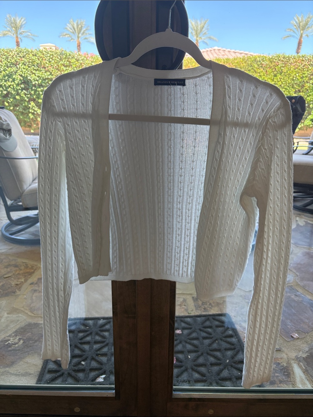 QUICKSALE(48hr only) Brandy Melville White Cable Knit Cropped Open Cardigan